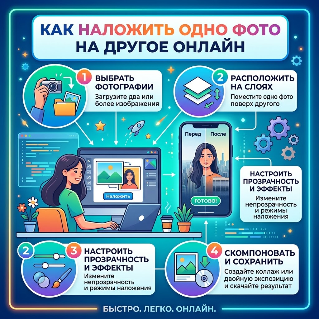 Наложить одно фото на другое онлайн